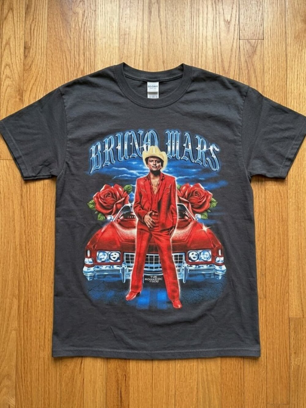Bruno Mars The Romantic Tour Vintage Graphic Charcoal T-Shirt Reprint